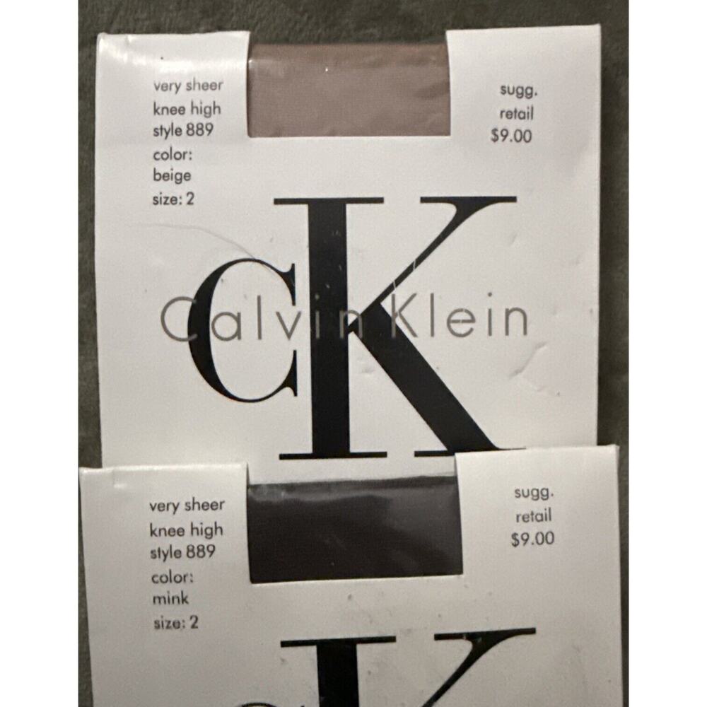 CALVIN KLEIN Knee High Stockings Size 2, 2 Very Sheer Mink And2 Very Sheer Beige - Picture 1 of 3